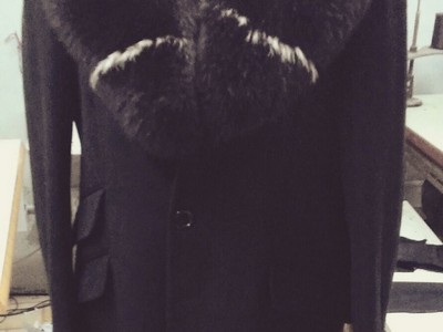 Cashmere and wool overcoat with fur